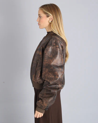Bomber in pelle Oversize Vecchia America