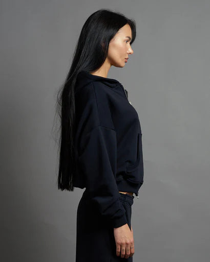 Felpa Cropped con zip