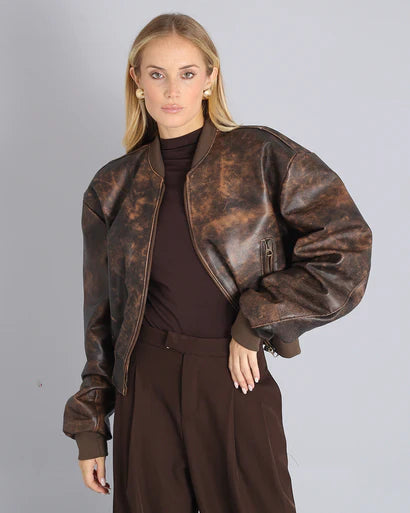 Bomber in pelle Oversize Vecchia America
