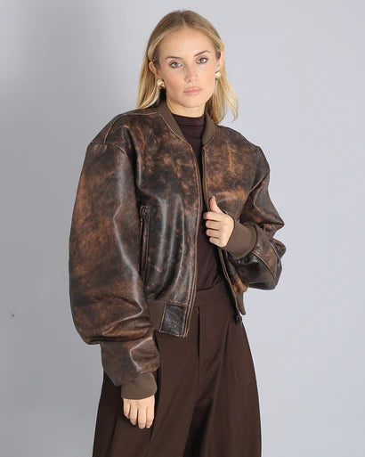 Bomber in pelle Oversize Vecchia America