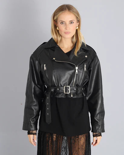 Giacca in pelle cropped